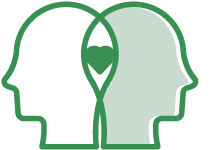 Two heads with a heart in the middle, representing couples counseling in Castle Rock, Colorado.