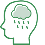 Head with raining cloud, representing depression counseling in Castle Rock, Colorado.